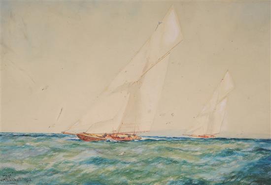 William Minshall Birchall (1884-1941), watercolour, White Wings, signed and dated 1928, 24 x 34cm
